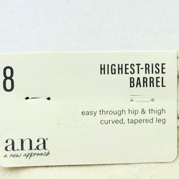 A.n.a Women's High-Rise Stretch Cream Curve Tapered Barrel Denim Jeans Size 8 NW - Picture 12 of 12